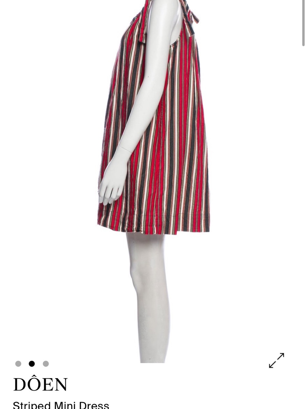 Doen Red, Black & Cream Striped Mini Dress - Picture 2 of 9